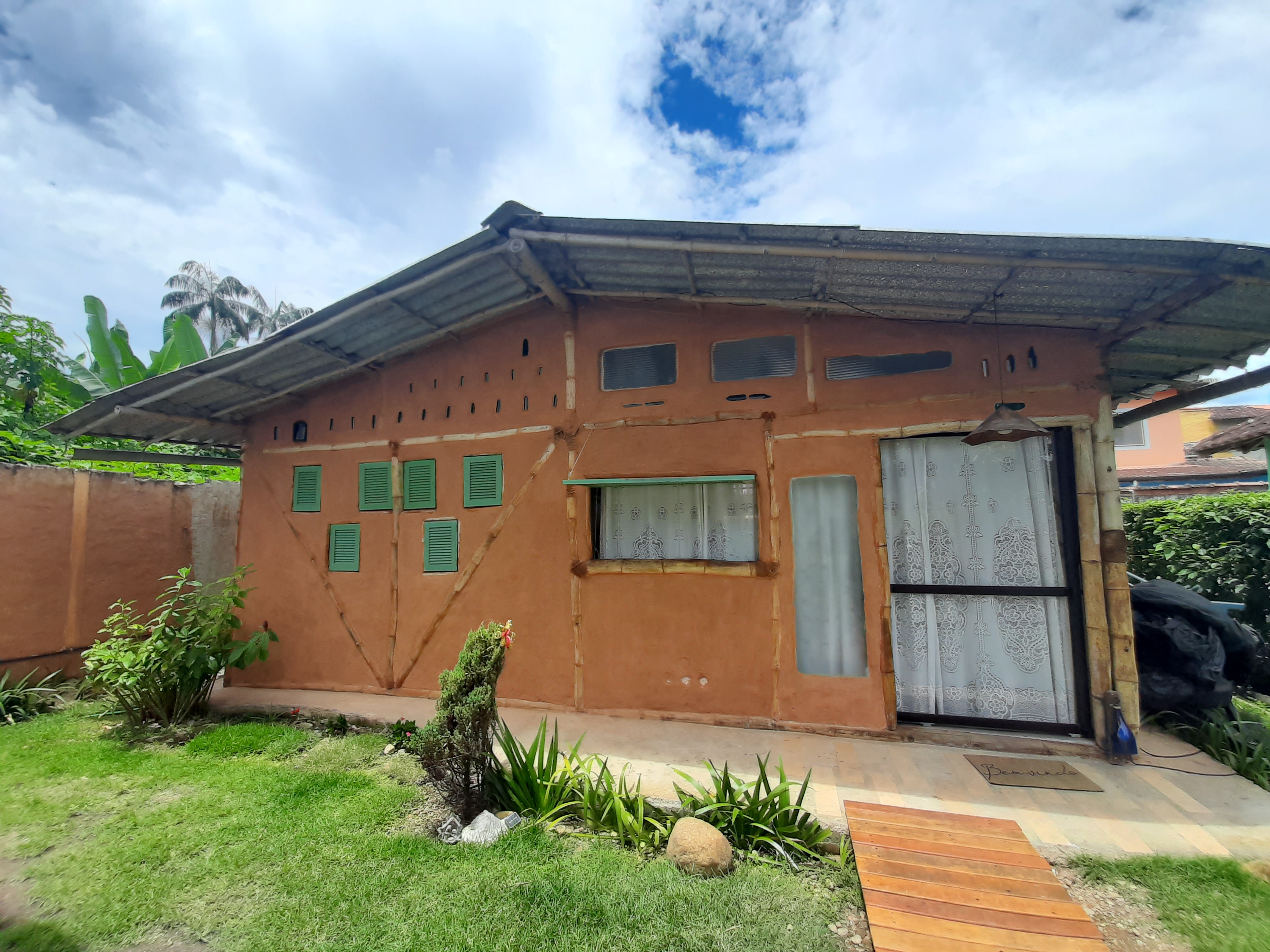 Bamboo house with breakfast and bicycles
