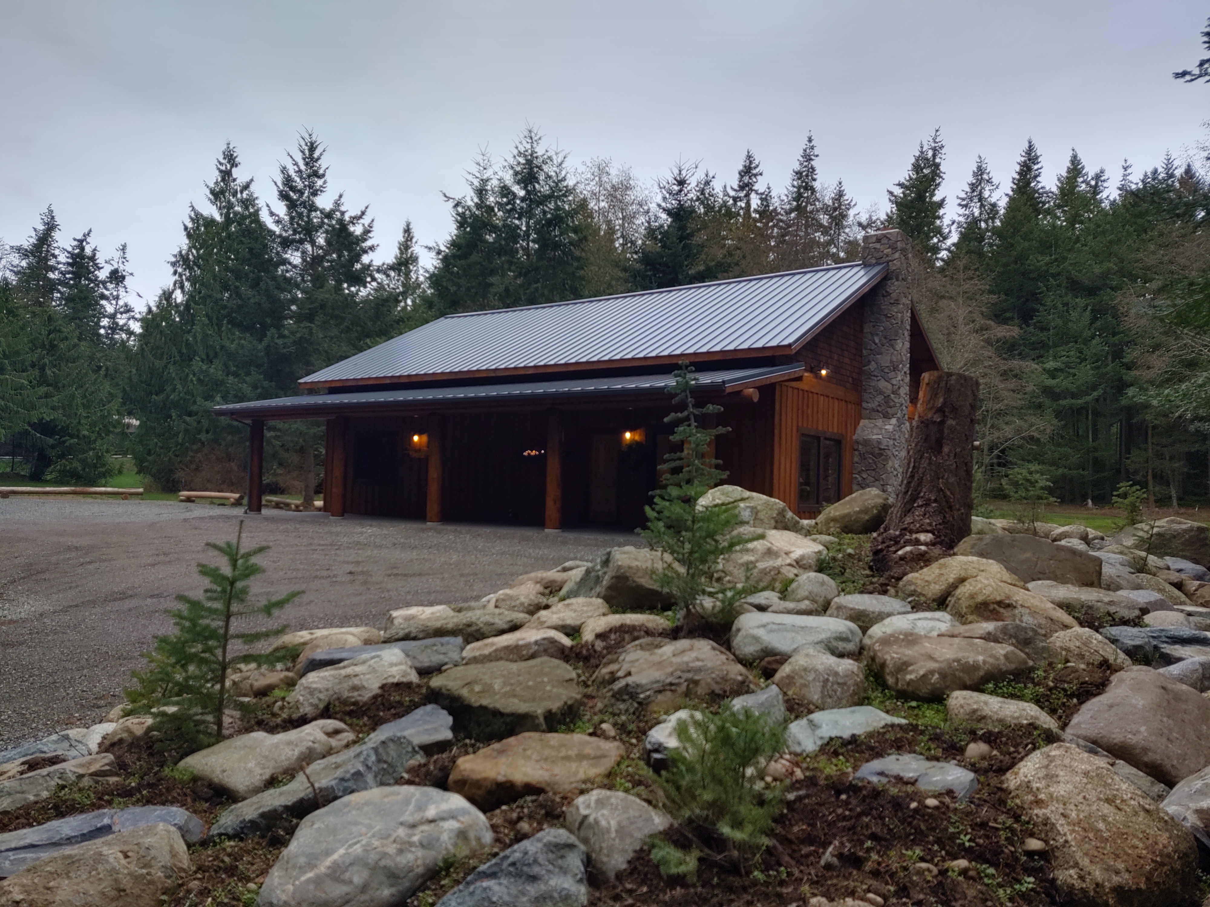 North Whidbey Lodge in the woods.