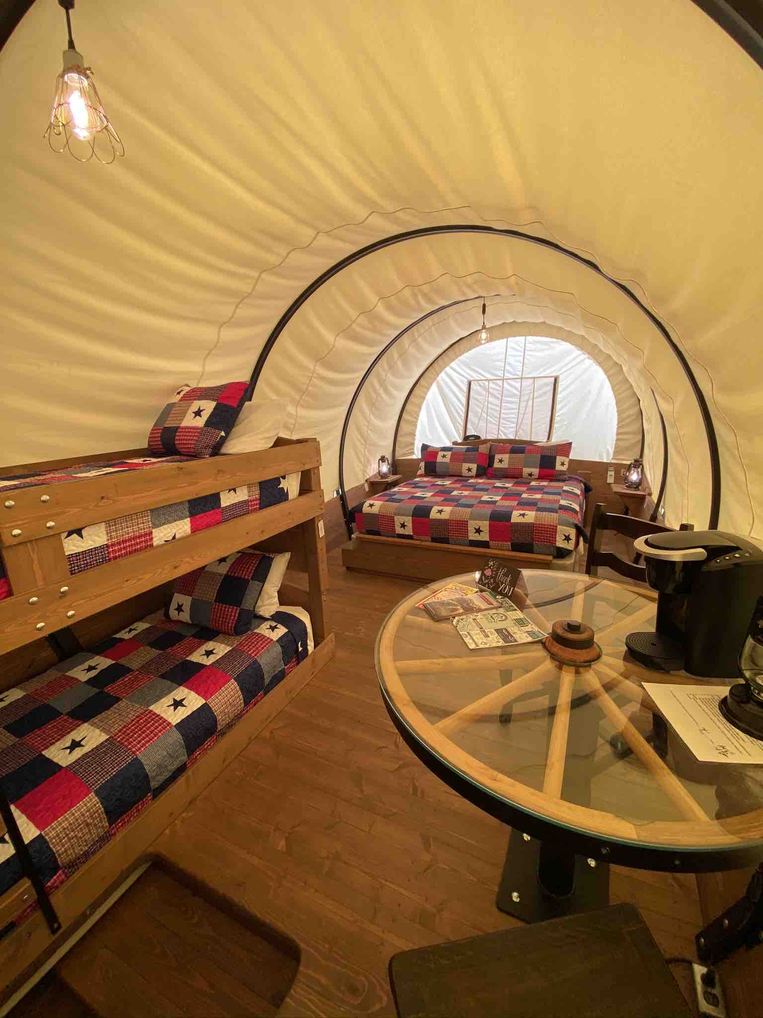 Conestoga "Glamping" Wagons Yurts for Rent in Fredericksburg, Texas