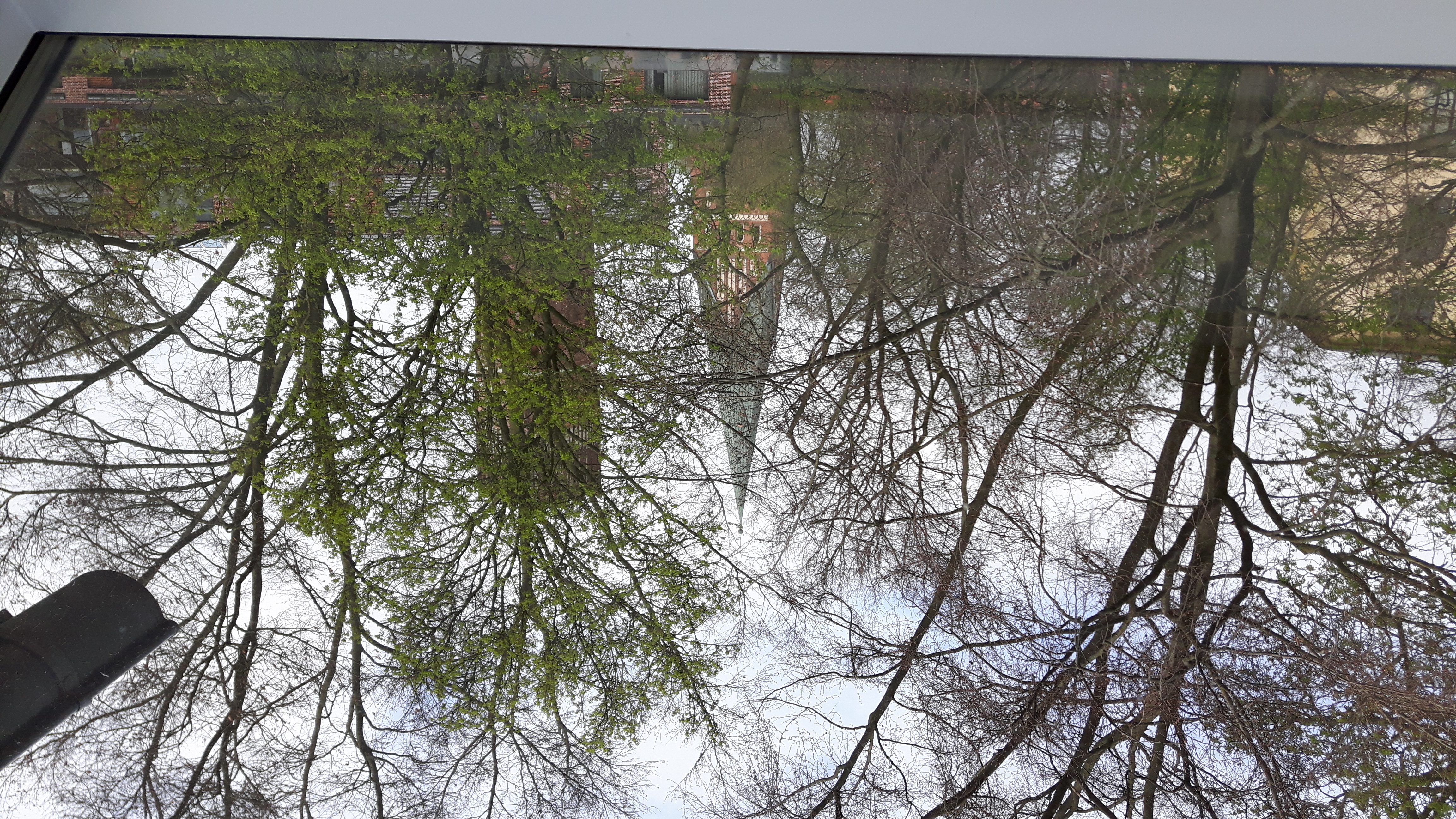 View to the water tower in the center.