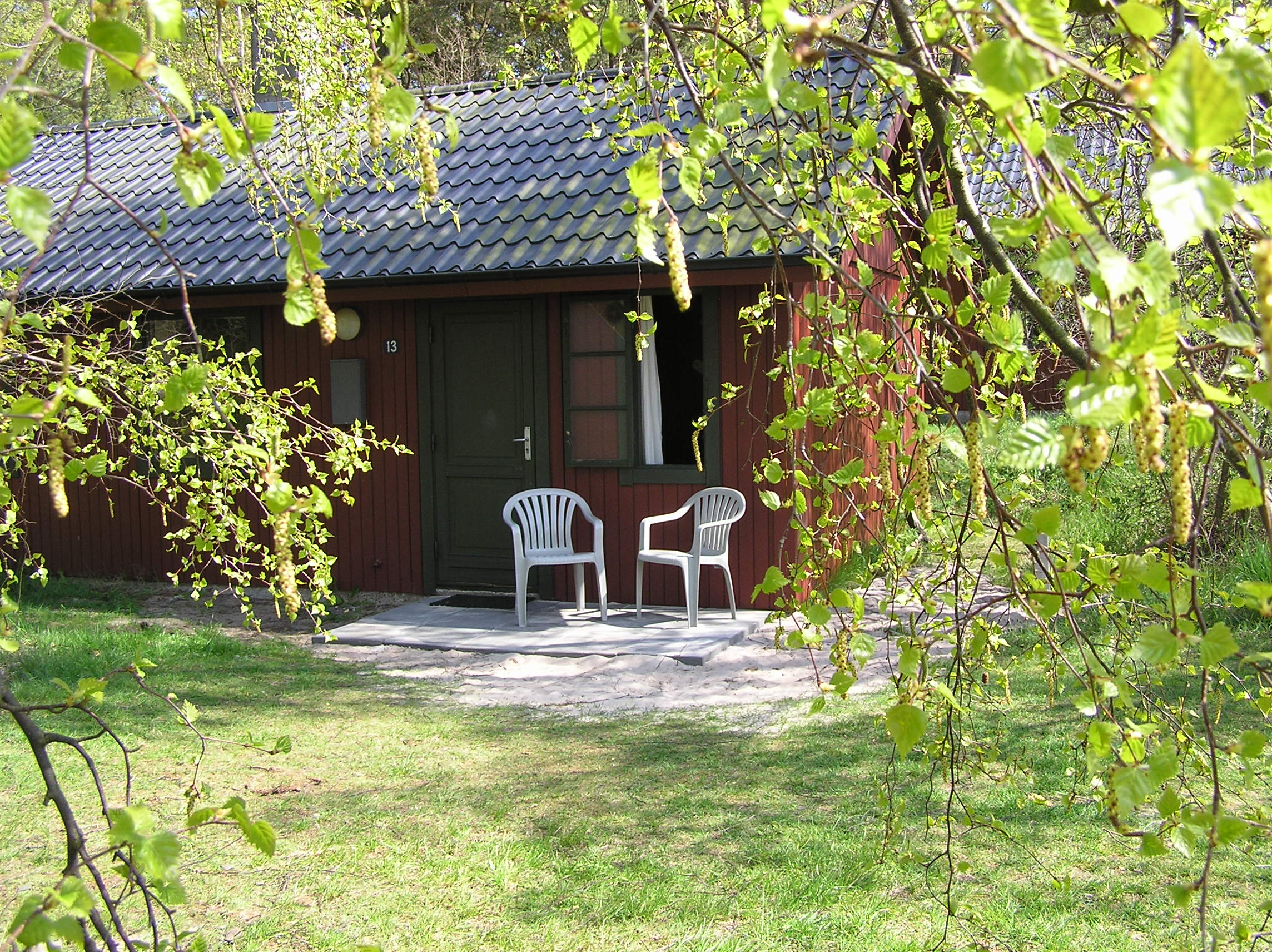 Pigeon holiday town and shared swimming pool at Dueodde