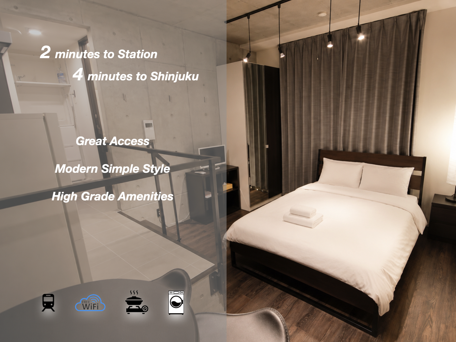 LA102 Shinjuku Designer Flat Modern Free WiFi