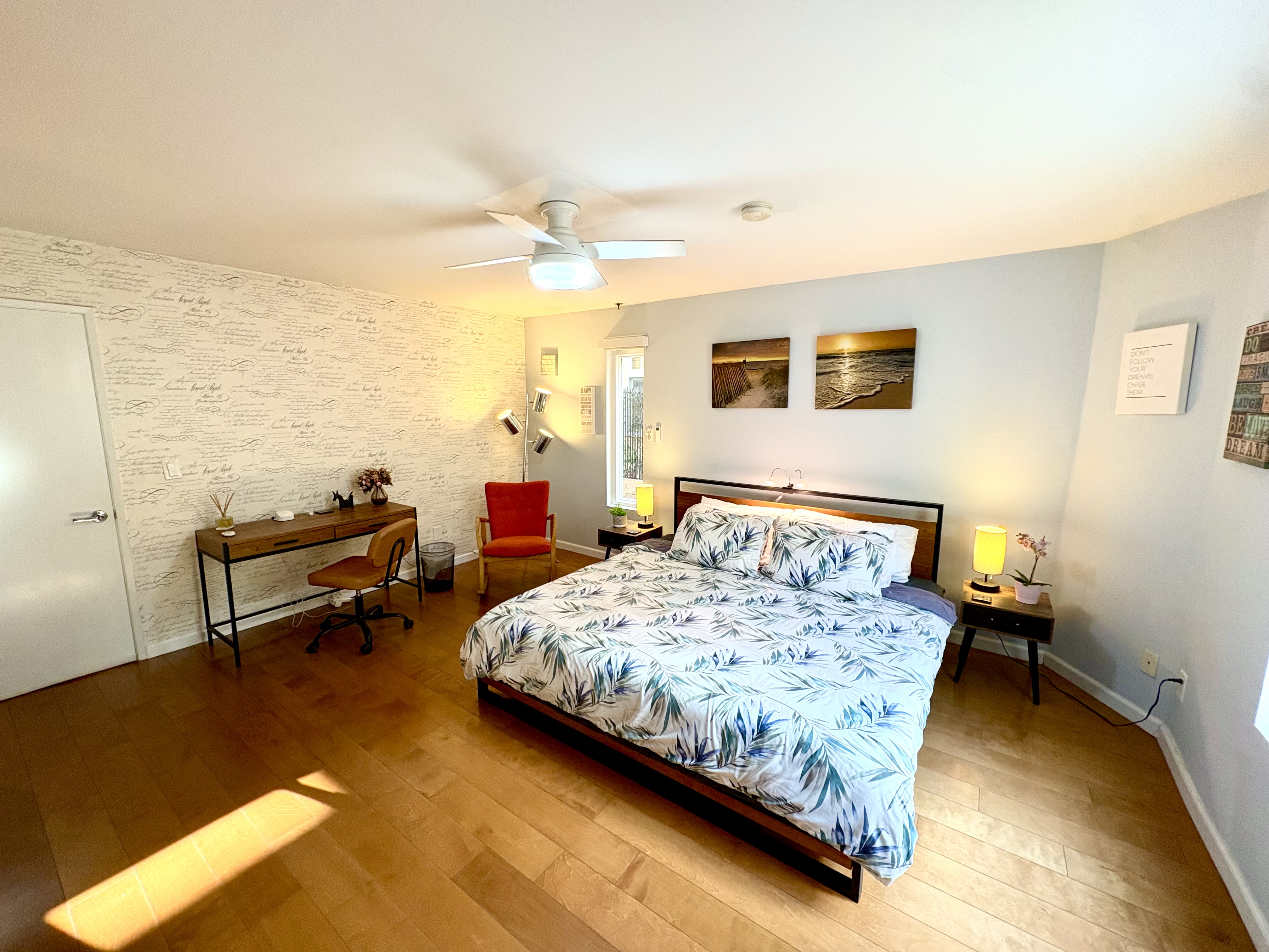 Large and sunny private bedroom and bathroom