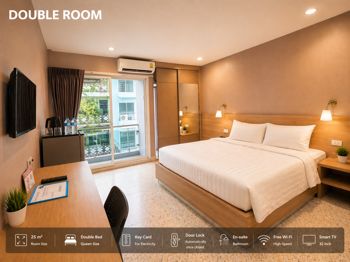 Quiet & Cozy Double Near Siam • 24Hr Desk
