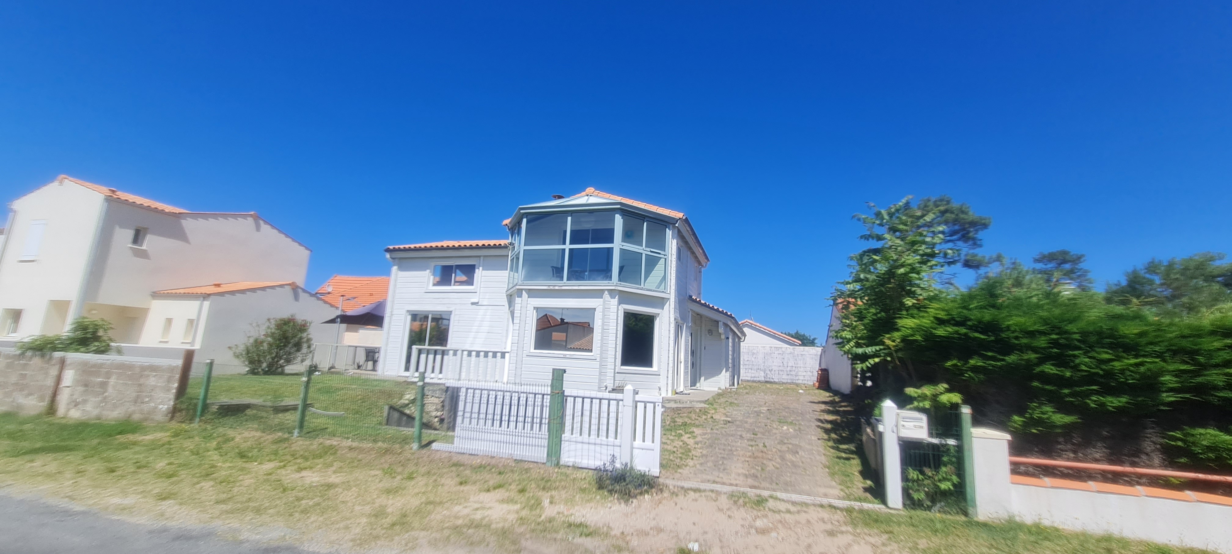 Large wooden house near beach