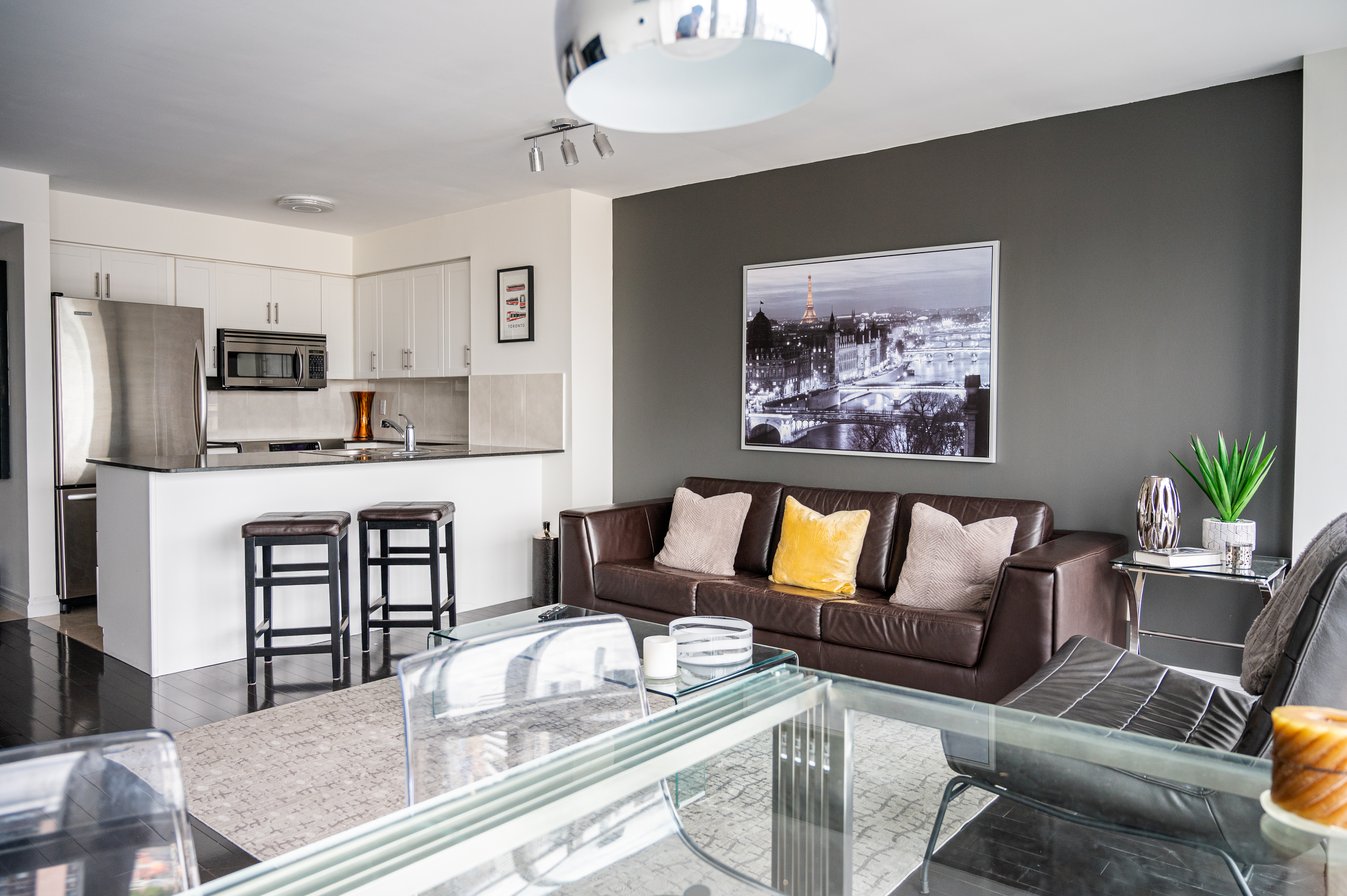 Take in Panoramic City Views from a Sophisticated Condominium