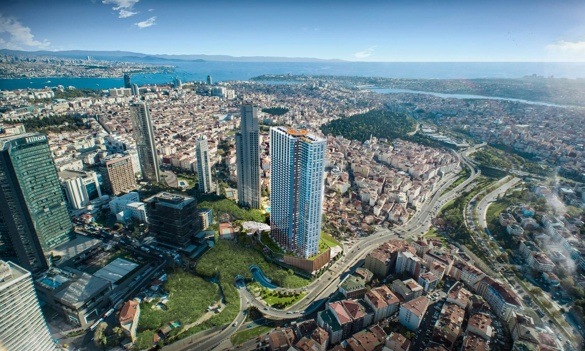 Panoramic Skyline Views at Luxury Sisli Residence in Sisli, Istanbul