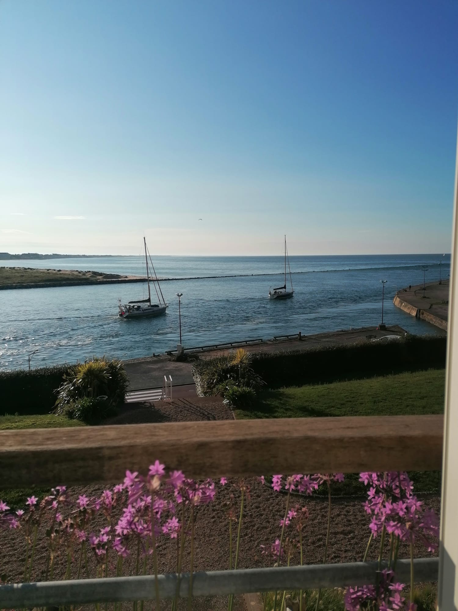 A balcony overlooking the sea