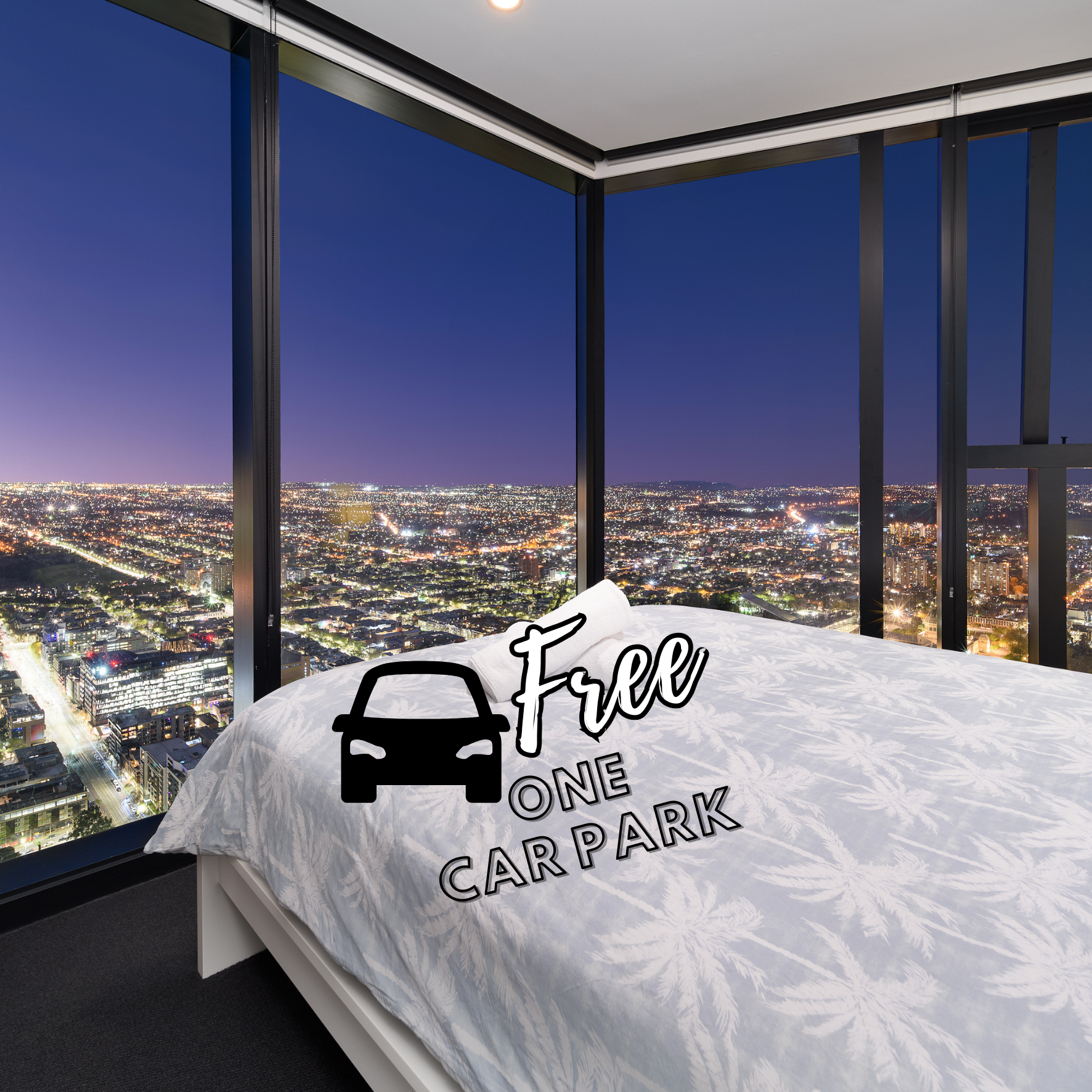 68F Glass-Wall Melb CBD. 2BR2Bath. 6Pax. Carpark