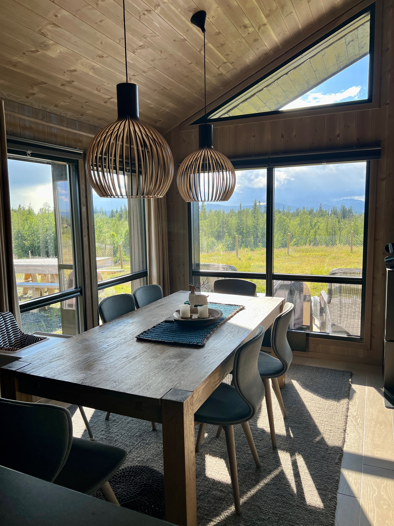 Experience unique atmosphere in  cabin with great views