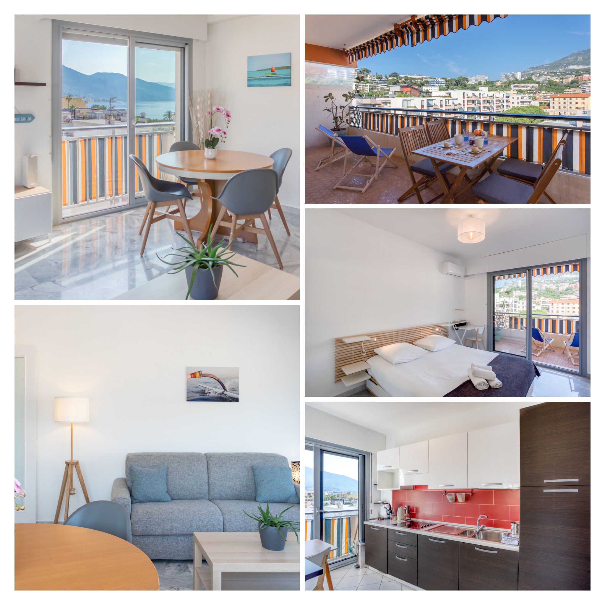 1BDR  Sea view terrace 2mins walk beach garage AC