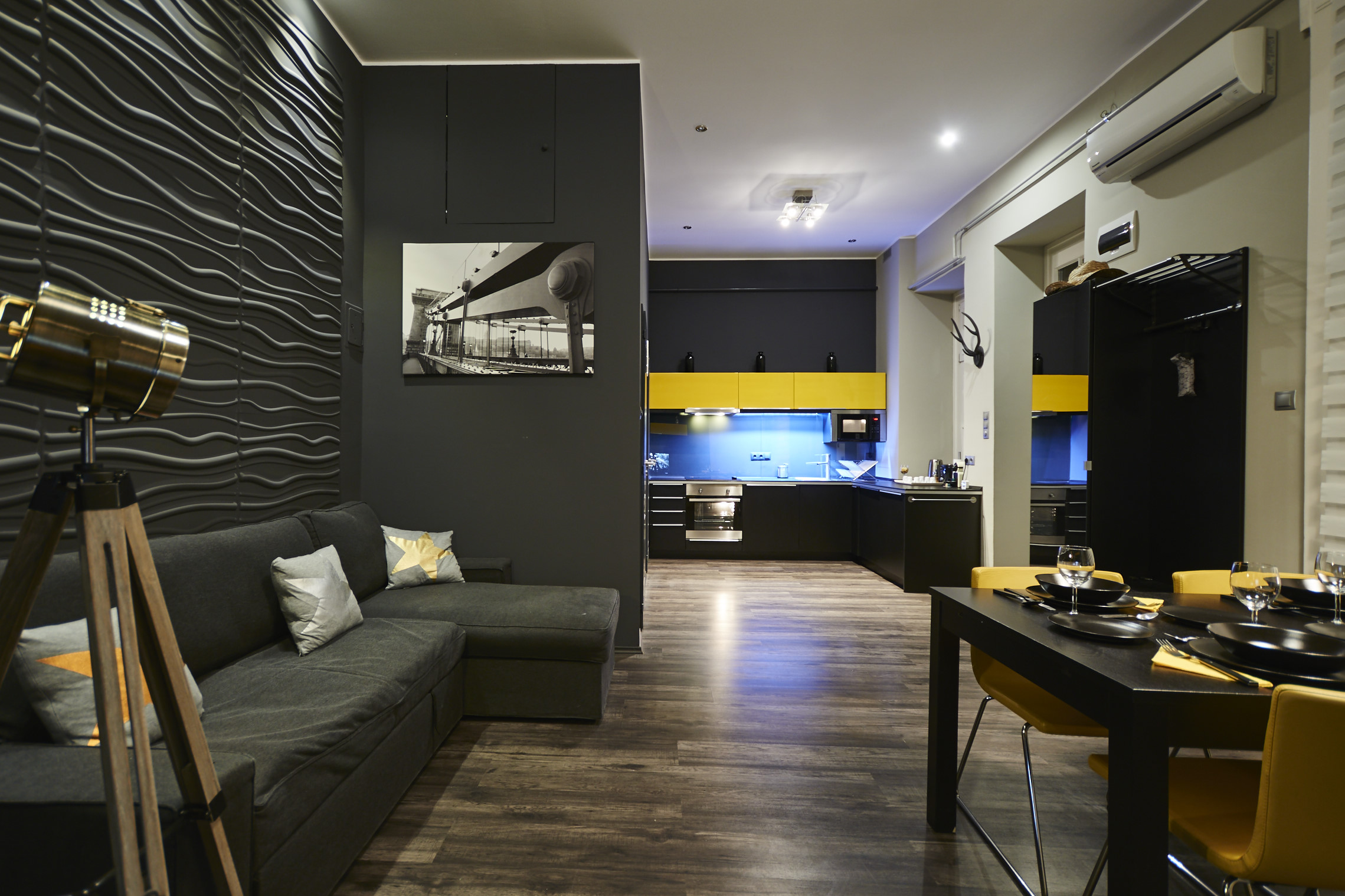 Central Location Yellow-Black Apartment