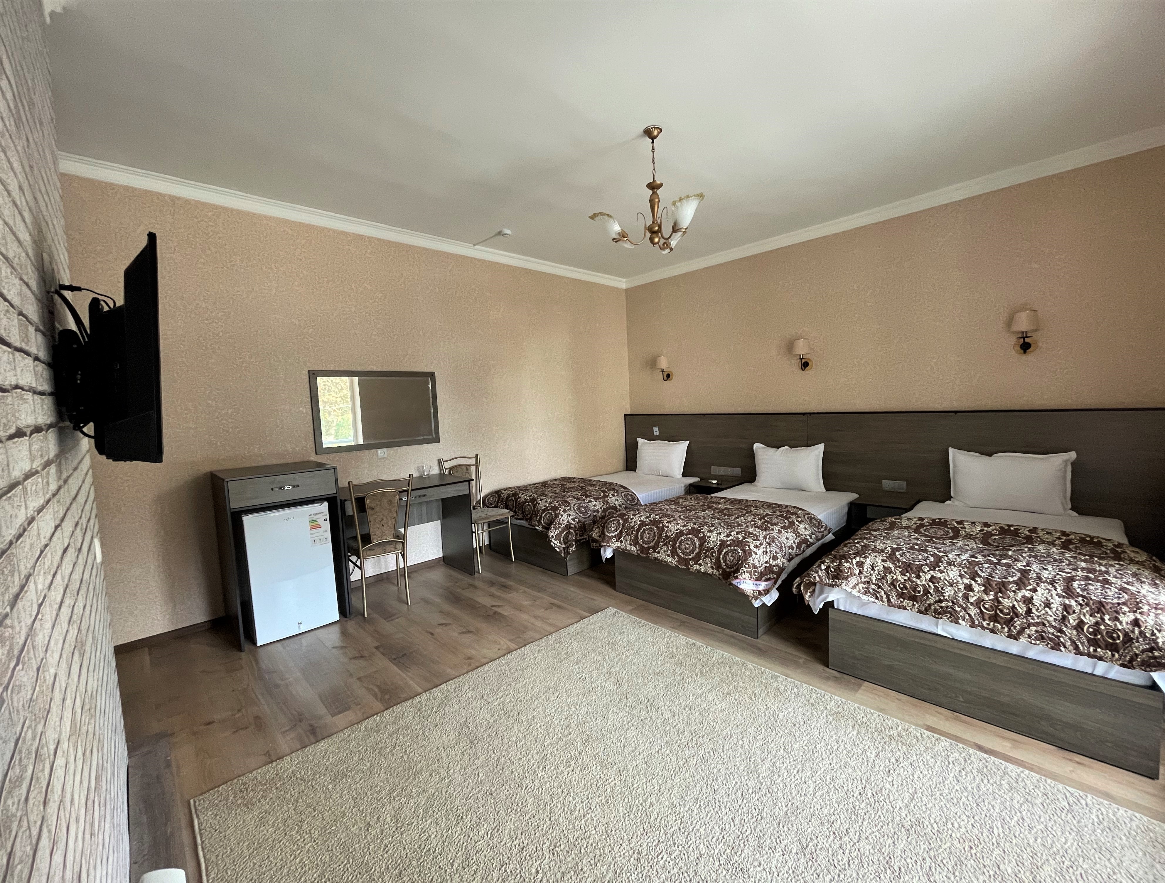 Hotel room with garden view in a city center