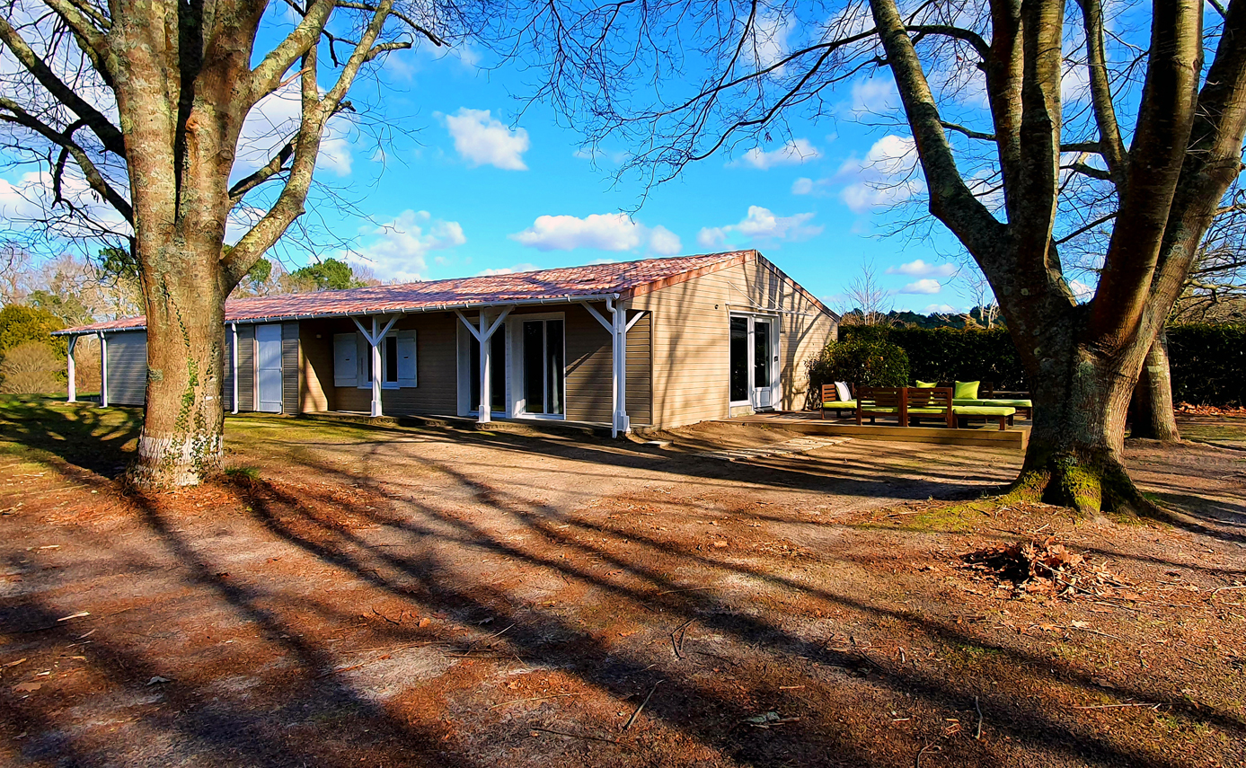Guesthouse in a wooded property.