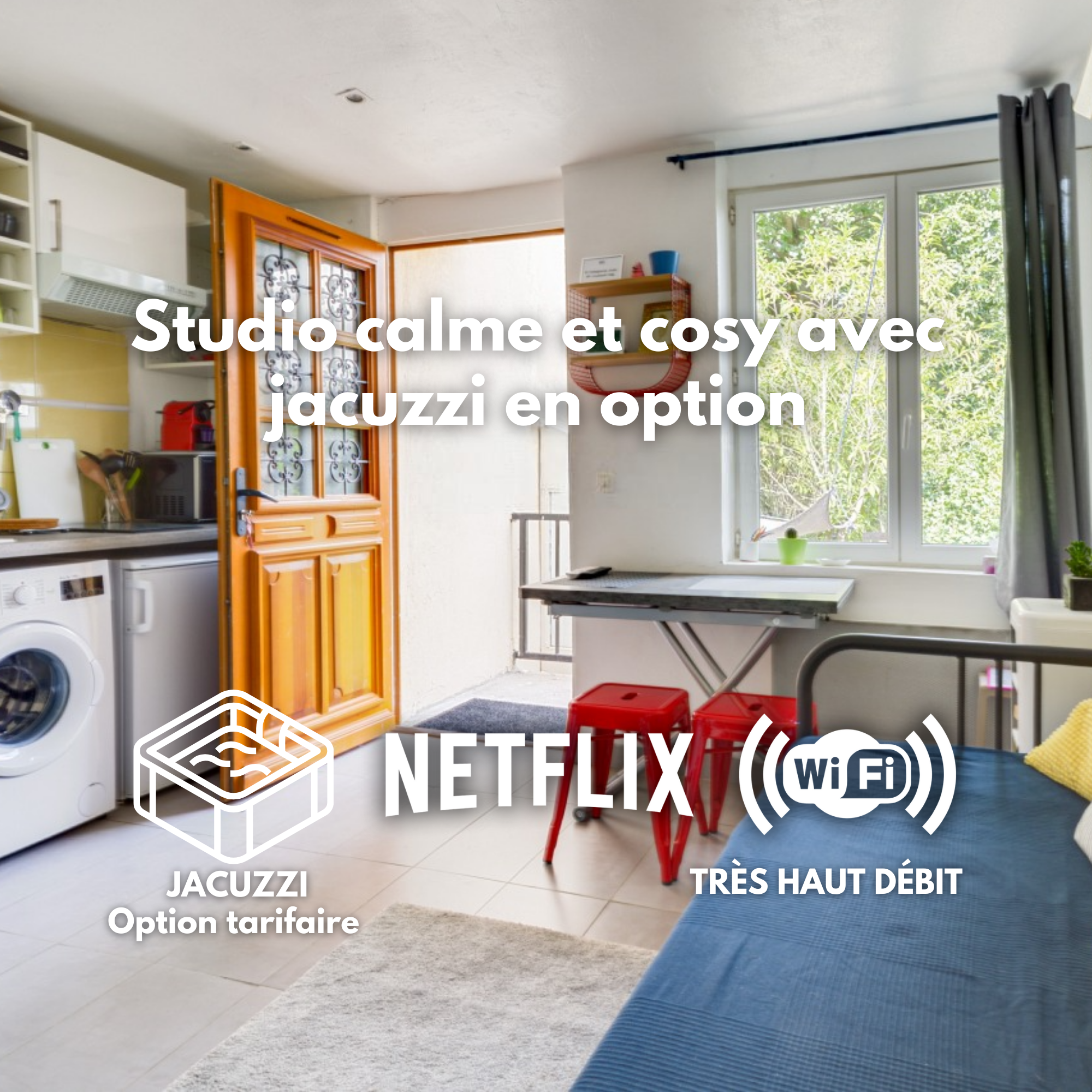 Studio and cozy calm with optional jacuzzi