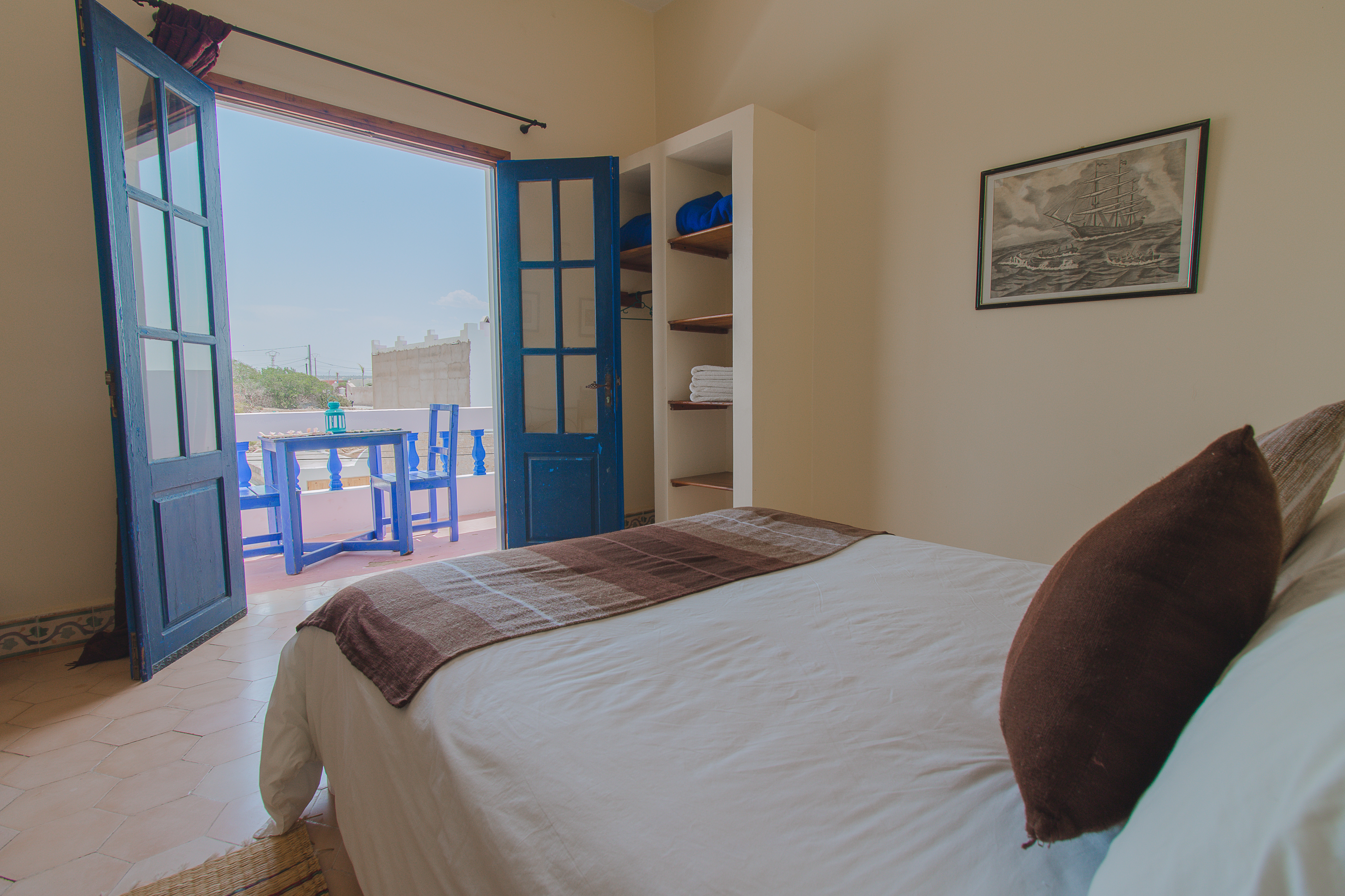 Room with balcony countryside view