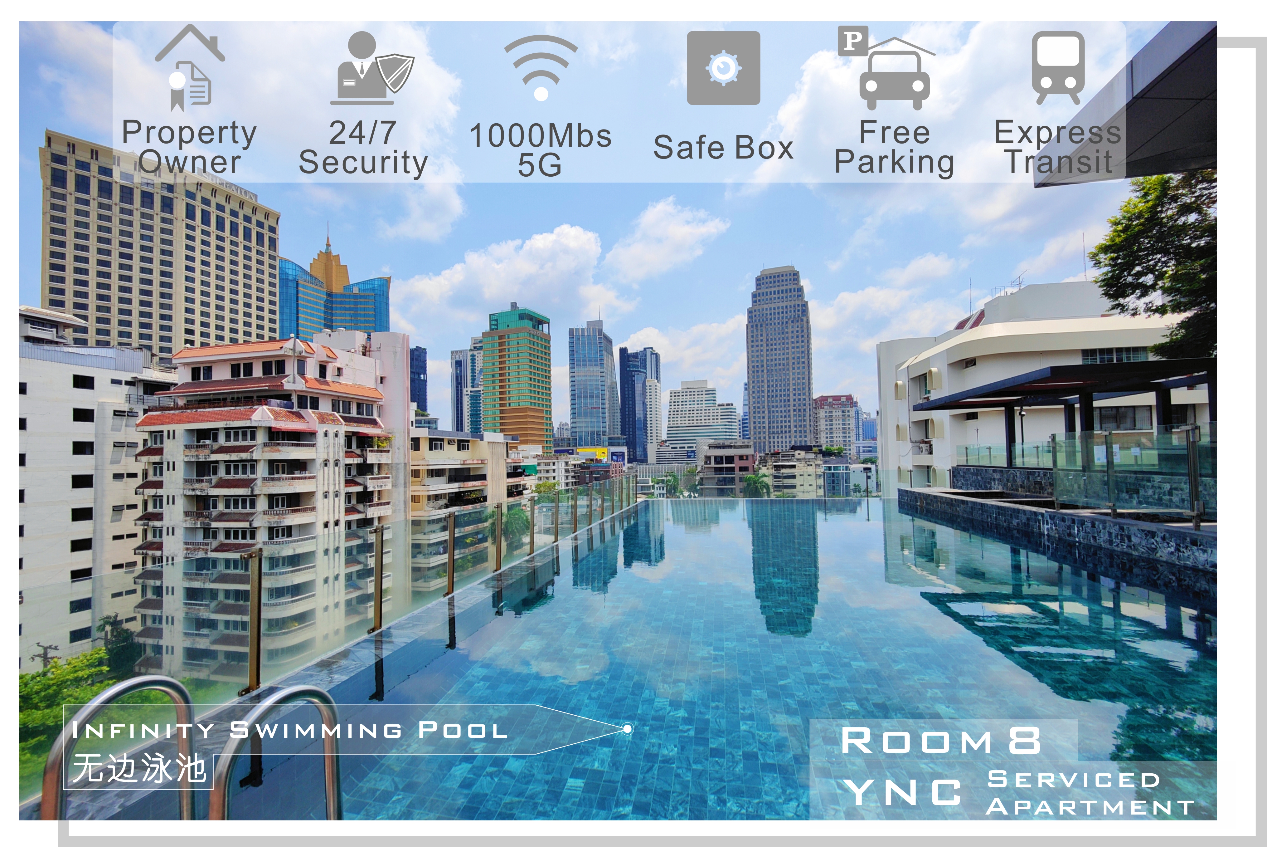 8/ Luxury living sky pool 5mins walk BTS Asok Nana