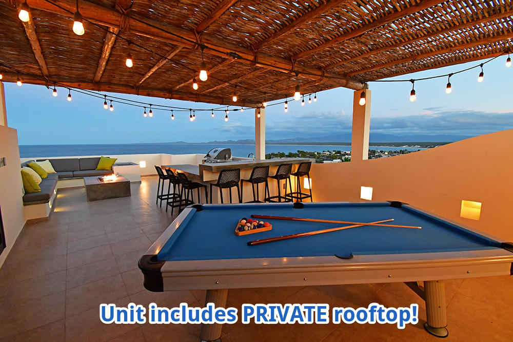 ★Penthouse★  private rooftop, firepit, views, pool