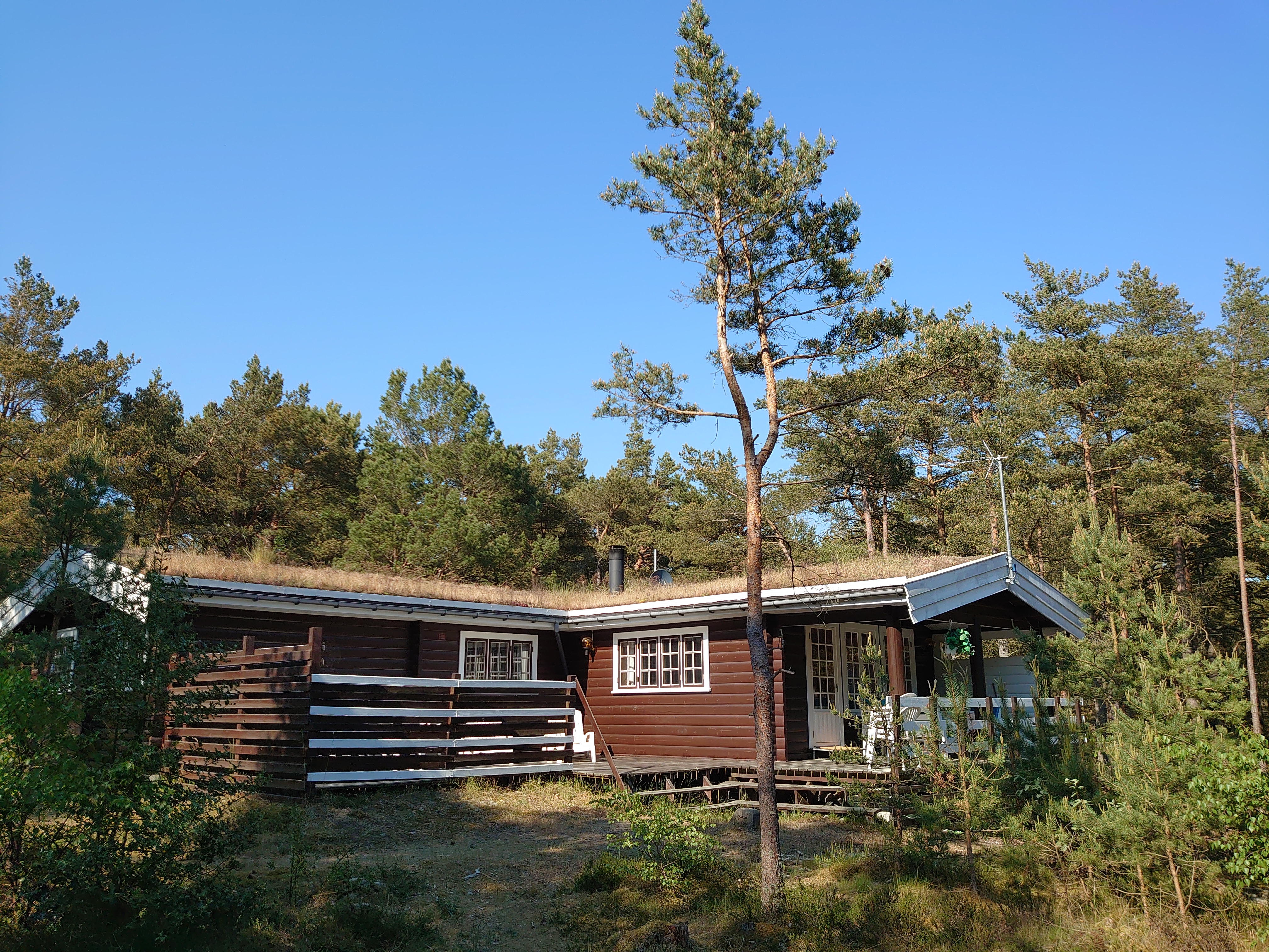Lovely log house in the first row near the beach
