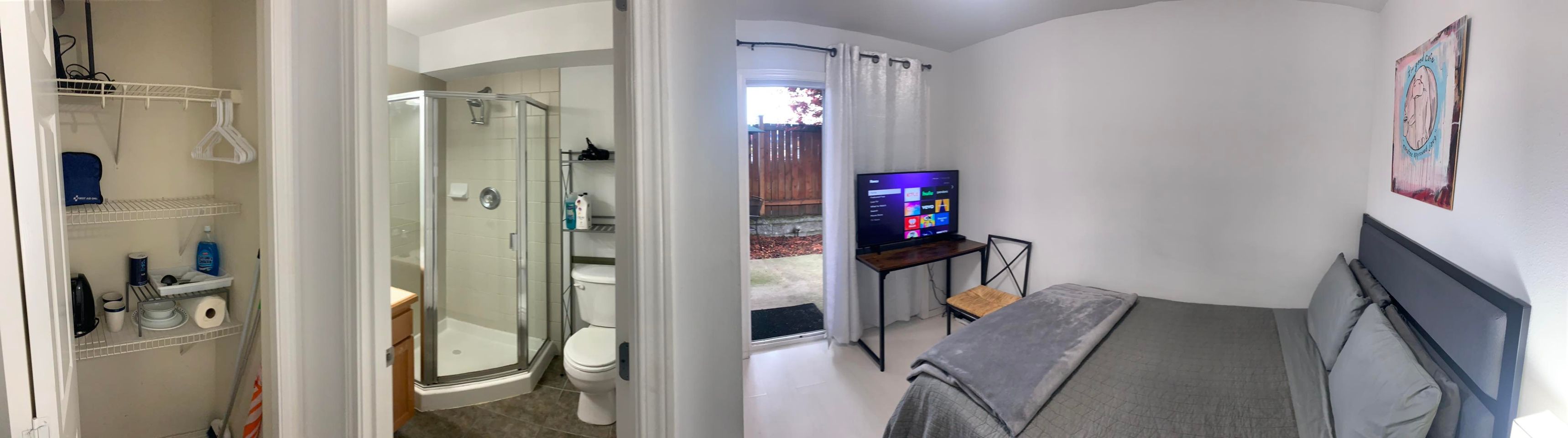 Private suite with yard, parking & major bus lines