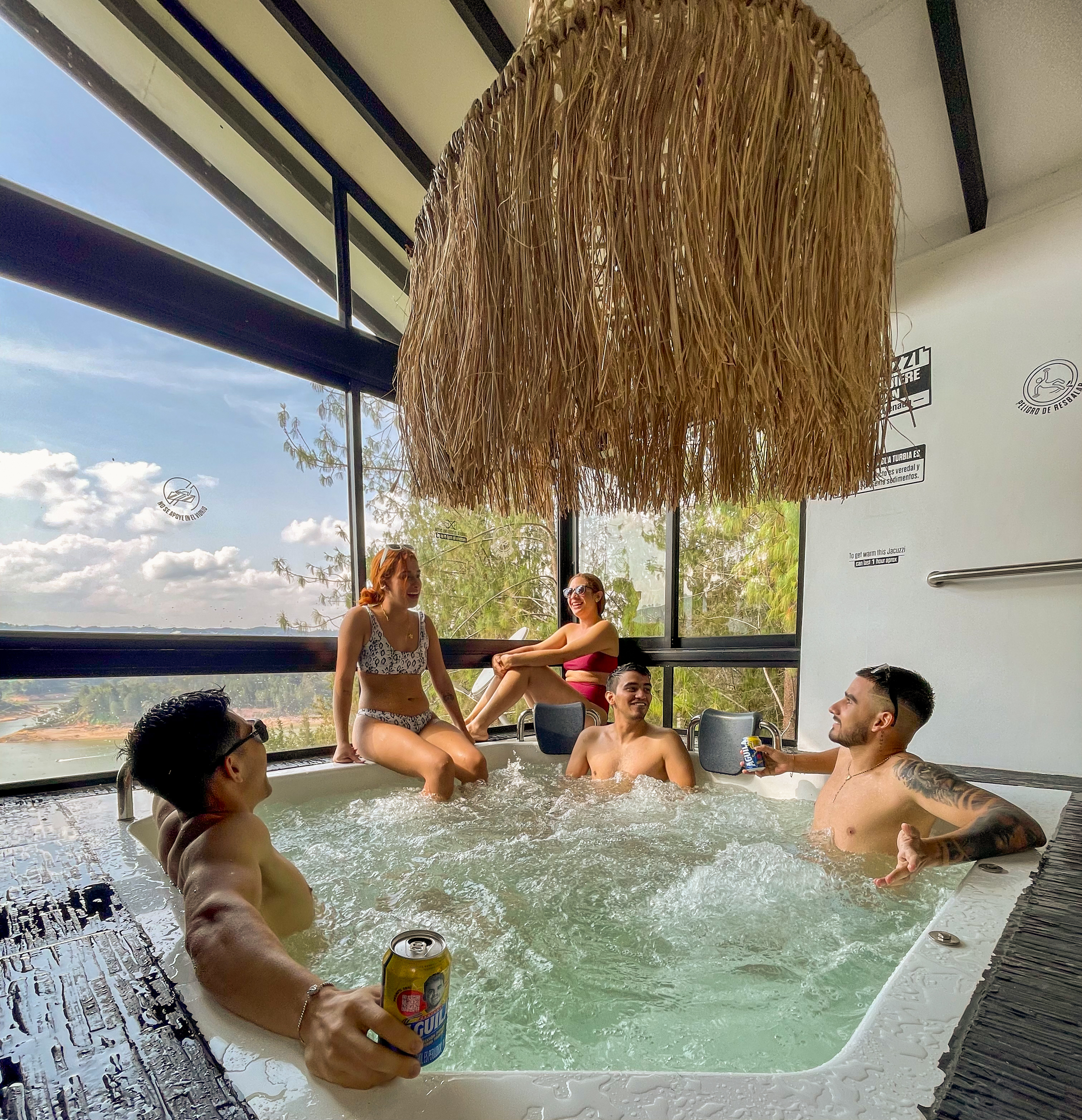 Jacuzzi, fireplace, and a spectacular lake view