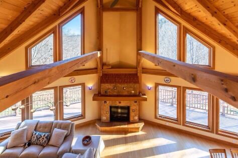 Modern chalet with stream and firepit