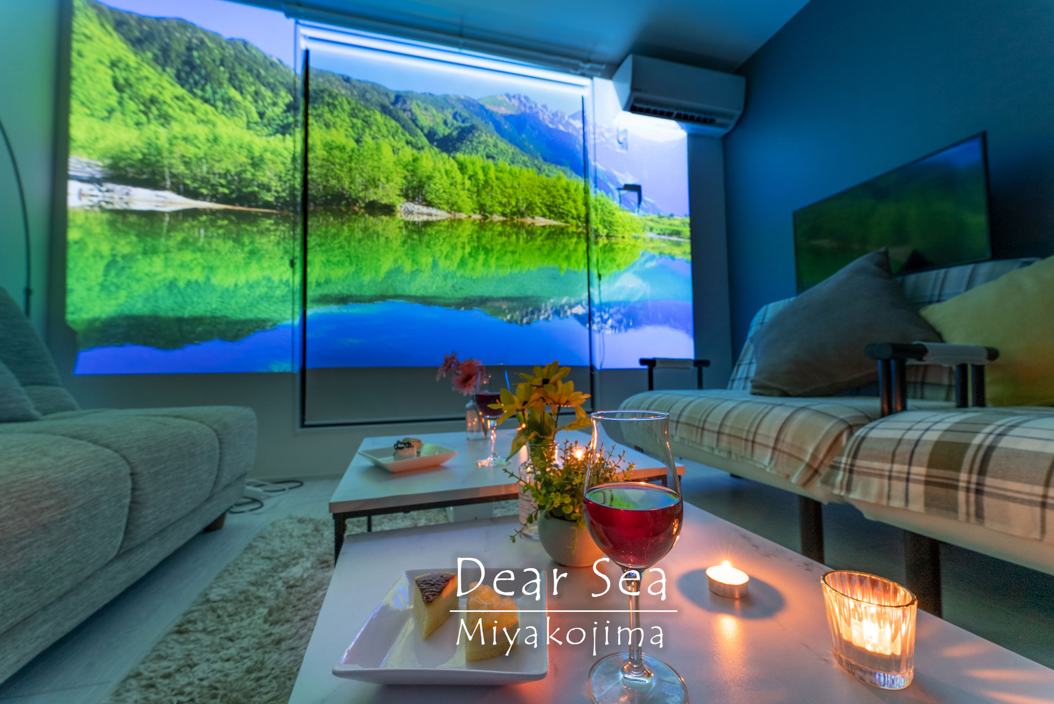 Impressive Wall Theater!2 houses 6 people can stay overnight!Aeon Mall is also a 7-minute walk away!With Rental Snorkeling Set!