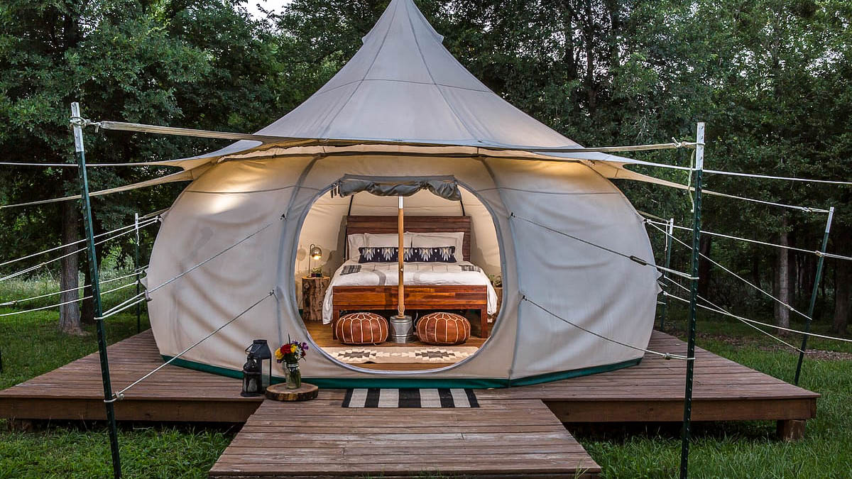 Yurt 1 With A C At Green Acres Glamping In Austin Professionally Hosted By Guestspaces Tents For Rent In Elgin Texas United States