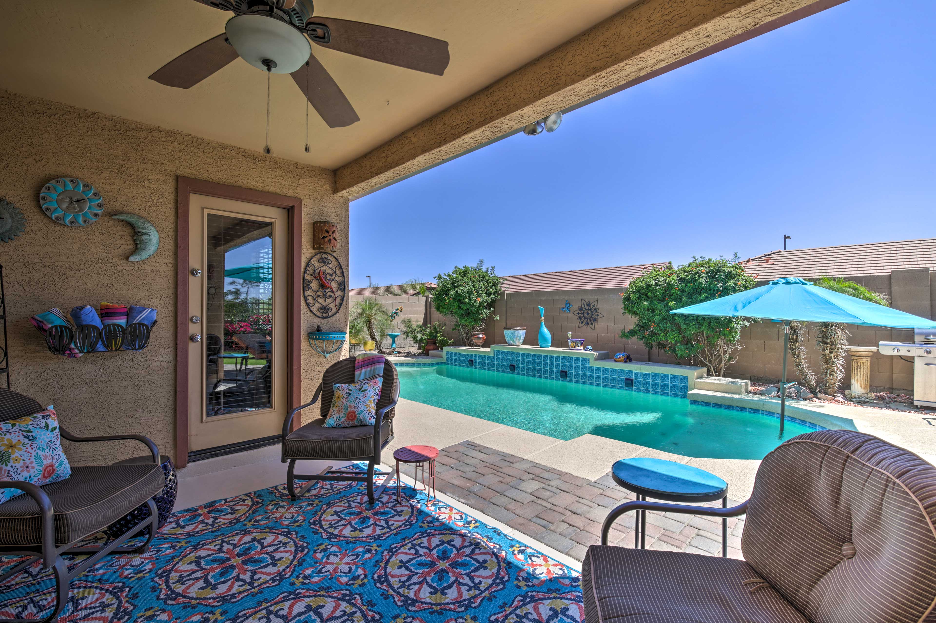 Buckeye Home w/ Pool, Putting Green & Sun Porch!