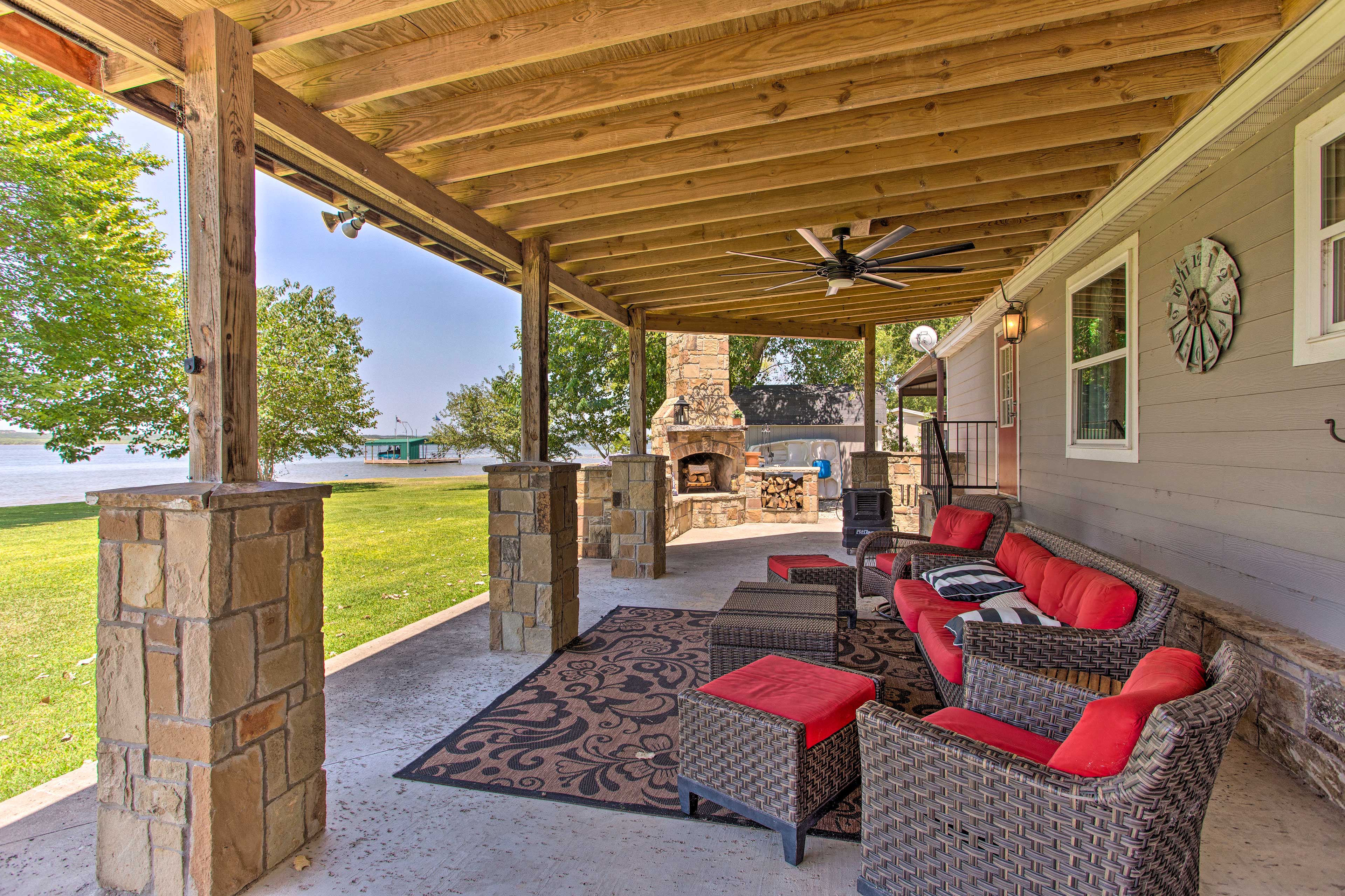 Lakefront Retreat w/ Dock, Bar Hut & Fireplace!