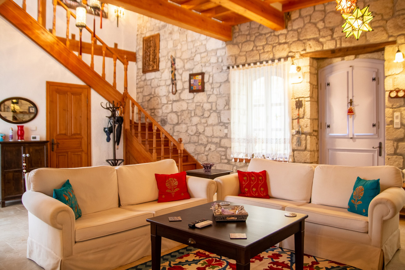 Stonehouse with Backyard and Fireplace in Alacati